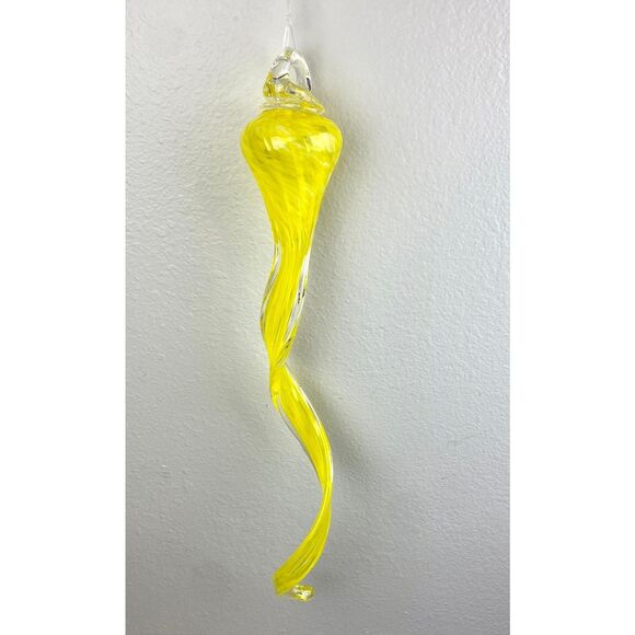 Large Hand Blown Art Glass Twist Pendant Yellow Ceiling Chandelier Piece Decor 2 - Picture 3 of 10